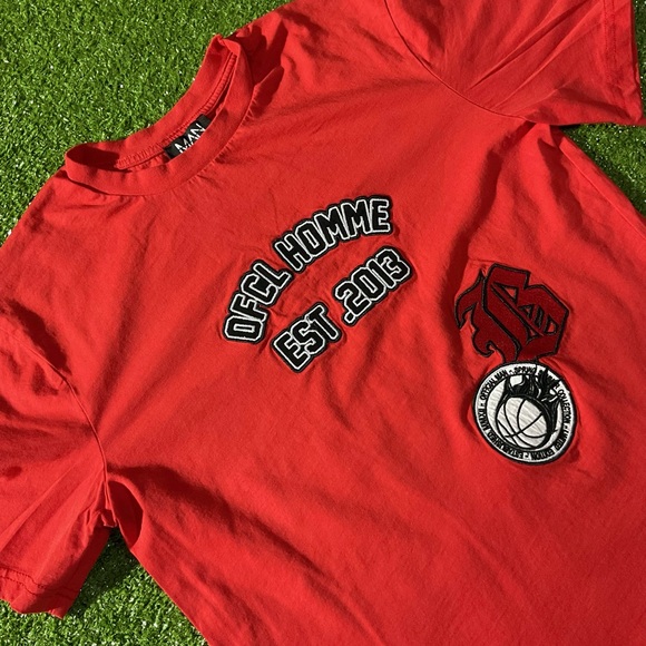 BoohooMan Basketball Embroidered Red Graphic Tee - Picture 2 of 9